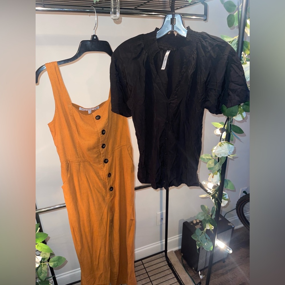 Romper with black blouse